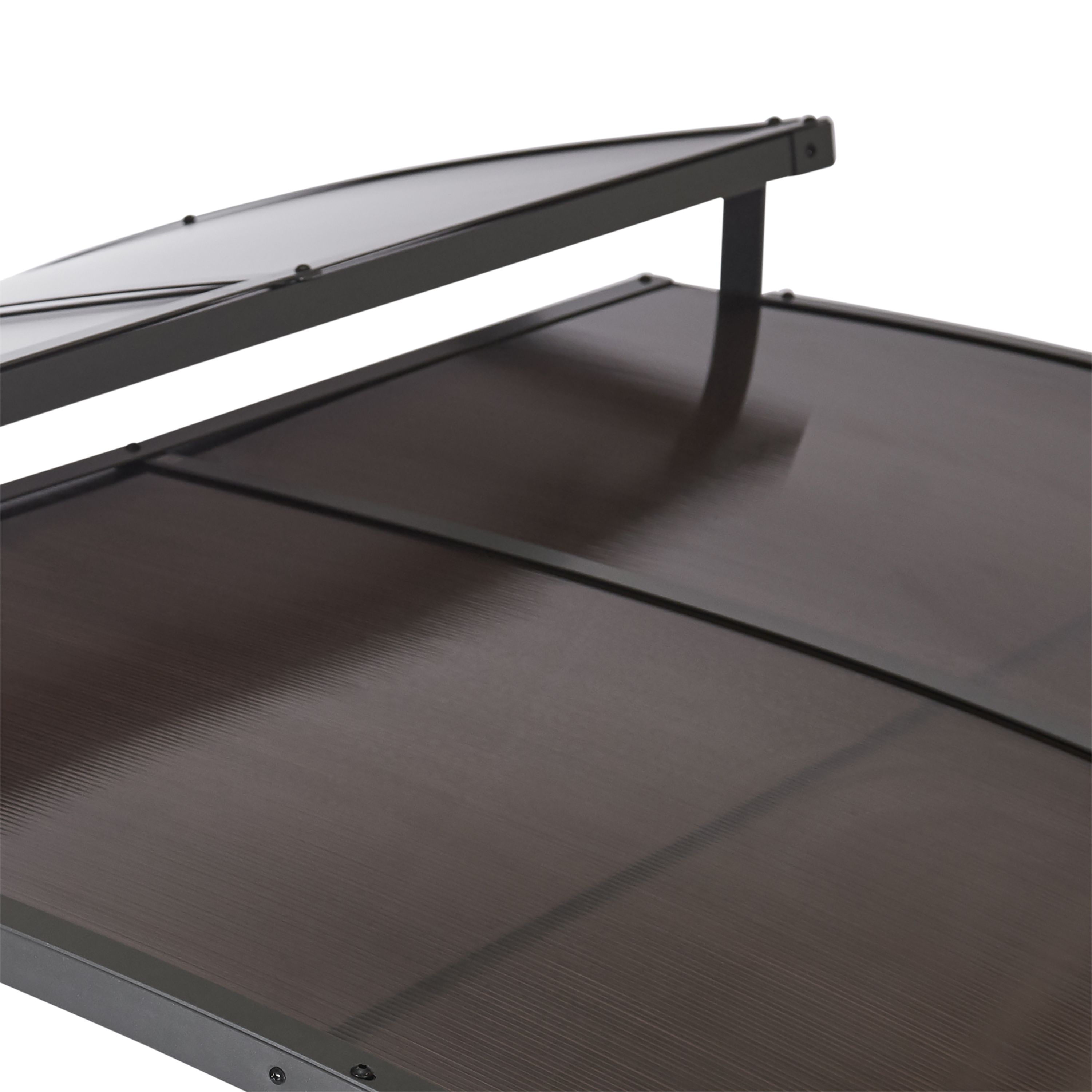 Polycarbonat-Dachplatten-Set graubraun für Profi-Grillpavillon XXL 2,75x1,65 m Doppeltes Überdachungssystem aus dunklem Kunststoff mit Metallrahmen, leicht gewölbt.
