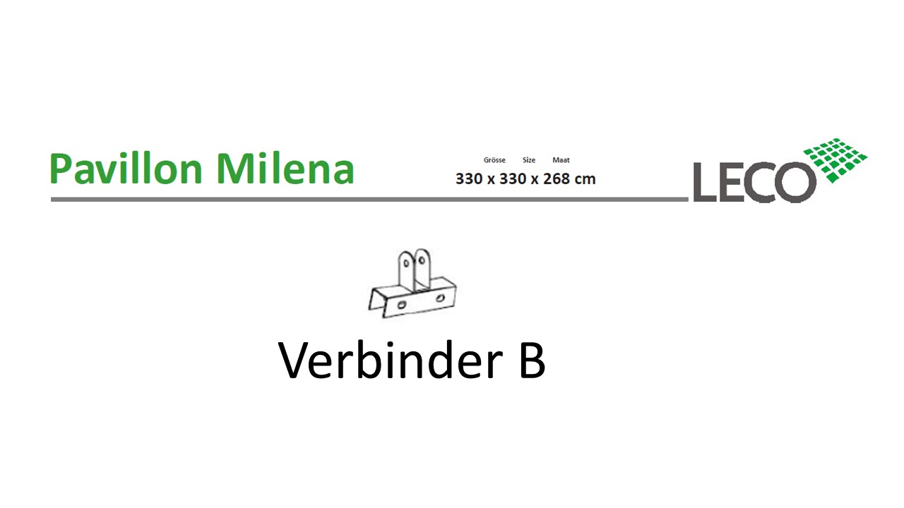 Pavillon Milena, Größe 330 x 330 x 268 cm, Verbinder B, Logo LECO.