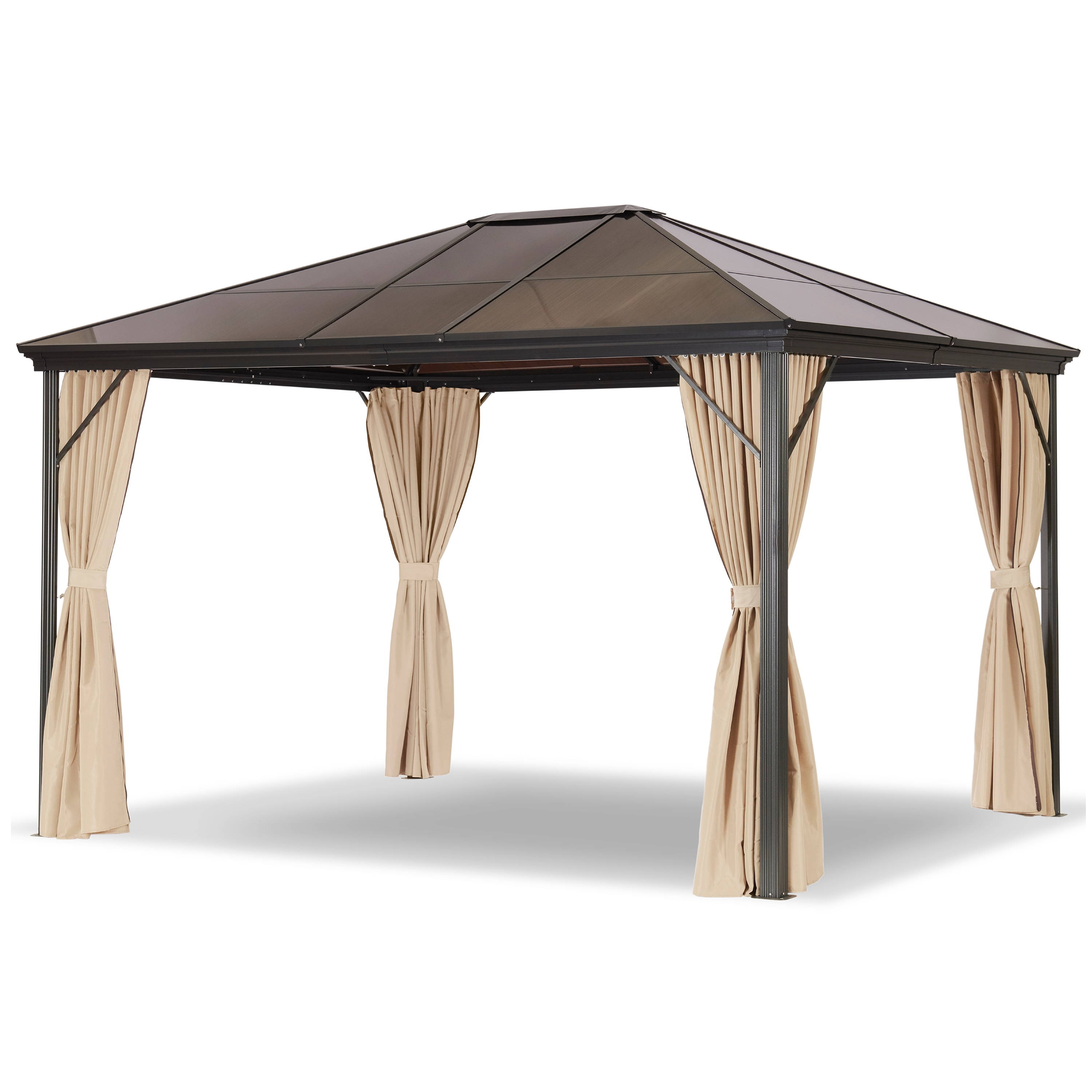 Profi-Pavillon 3,65x3 m Natur mit Polycarbonat-Dach, Aluminiumgestell