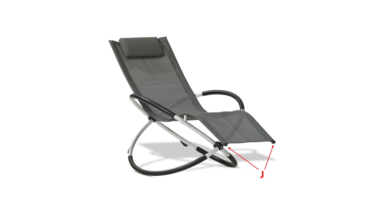 Moderner, dunkelgrauer Schaukelstuhl mit gebogenem Metallrahmen und ergonomischem Design.