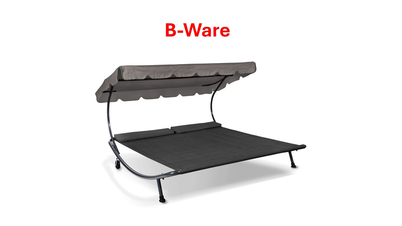Doppelliege Anthrazit B-WARE mit verstellbarem Sonnendach