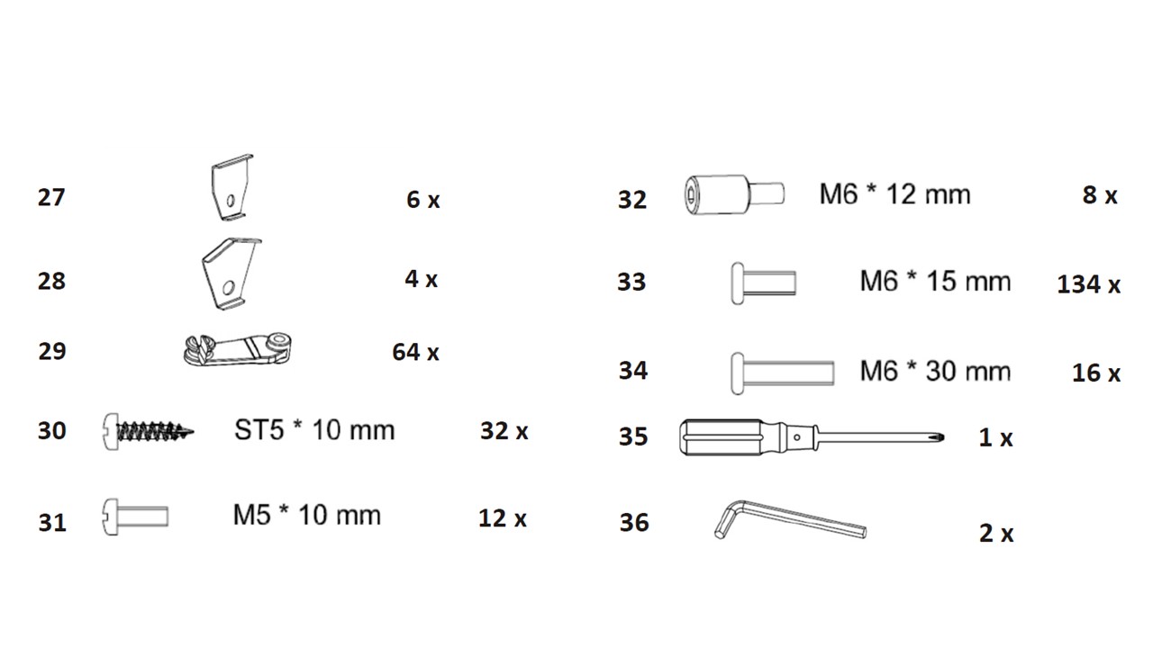 Montagezubehör / Kleinteile für Profi-Pavillon 3,65x3,00 m