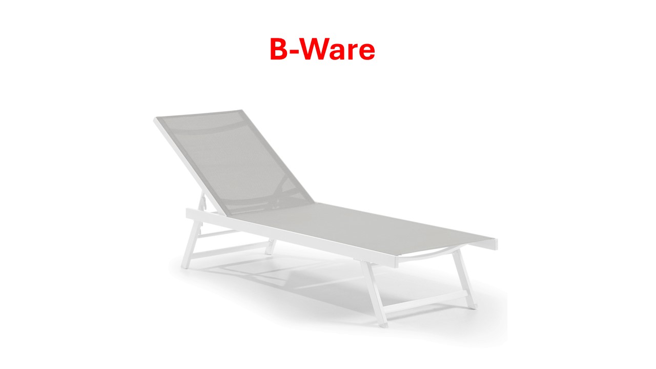 Graue Sonnenliege mit verstellbarer Rückenlehne, B-Ware.